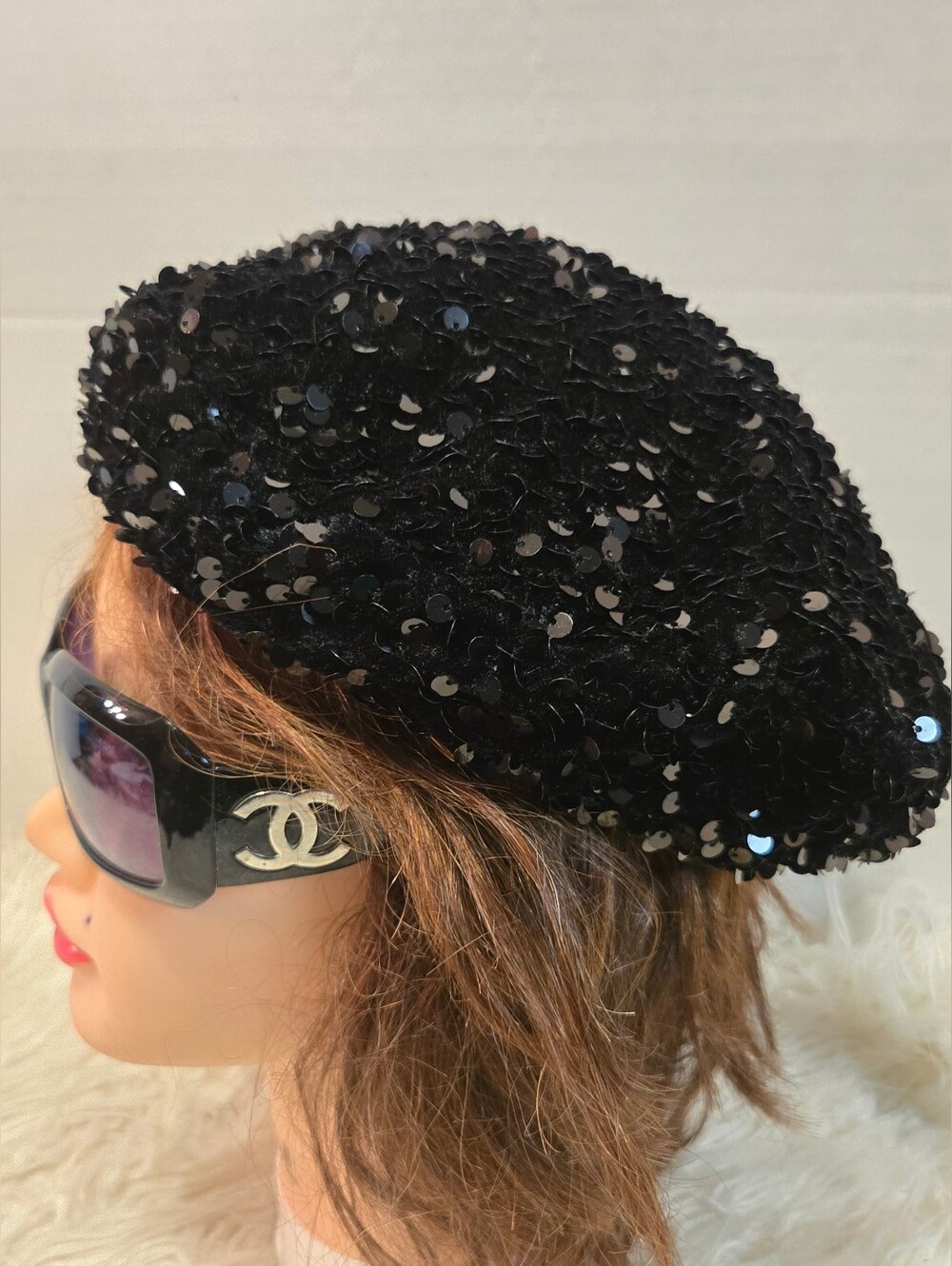 Sequin Black Beret